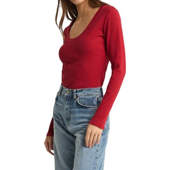 NEW Z SUPPLY sirena rib tee in haute red - Picture 3 of 3